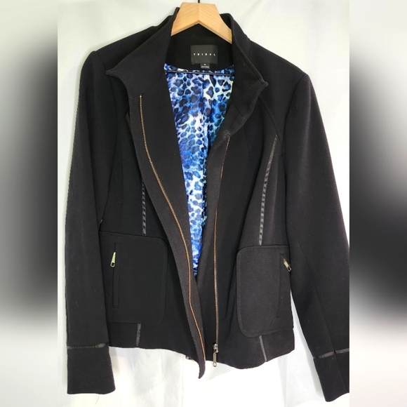 Tribal Women's Jacket Size 12 Black Modern Career Office Contemporary Moto - Picture 1 of 8